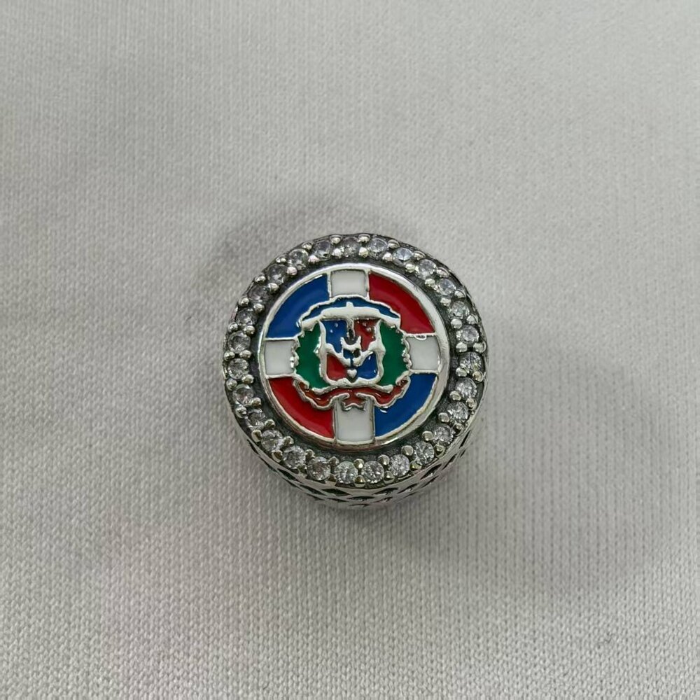 Pandora Dominican Republic Flag Flag Bead Travel Charm, S925 Silver Jewelry